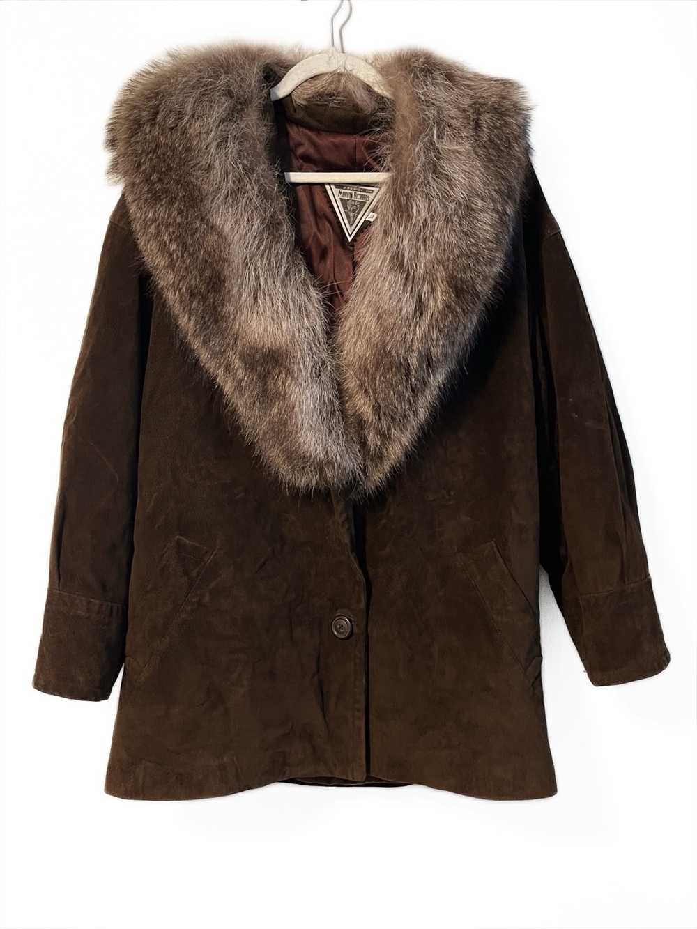 Vintage | J. Percy for Marvin Richards Brown Suede Fur Collar Coat